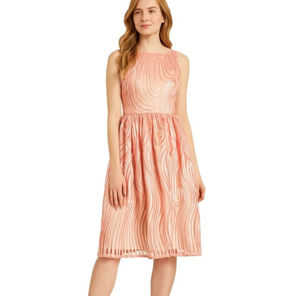Adrianna Papell Sz 10 High Waist Midi Ribbon‎ Embroidered Sweet Girly Coquette
